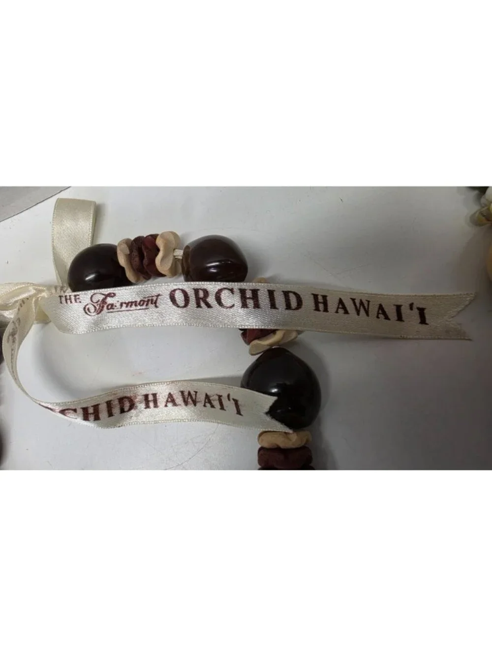 Fairmont Orchid Hawaii Hawaiian Lei Lot of 2 Kukui Nut Shell Beaded Necklaces